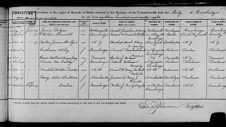 Index book birth register system from Massachusetts, ca. 1900