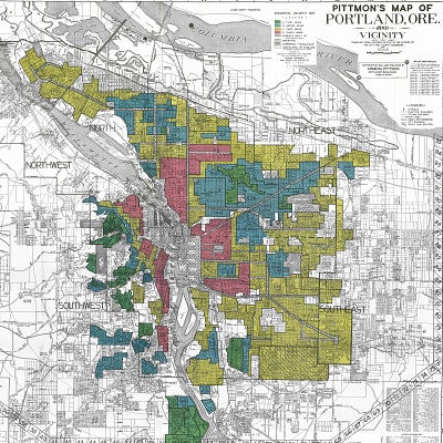 HOLC Redlining Map for Portland, Oregon