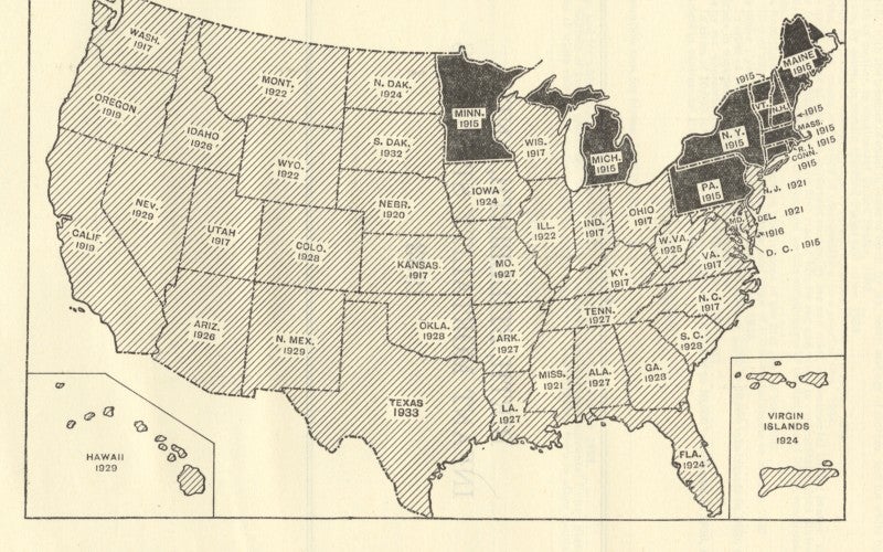 Cartogram Showing Birth Registration Area in every U.S. State