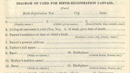 Standard canvassing card for use in Children's Bureau birth-registration audits